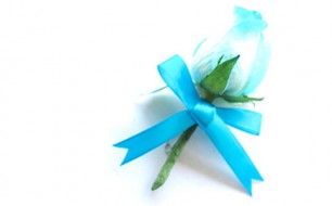 Blue Bow Boutonniere