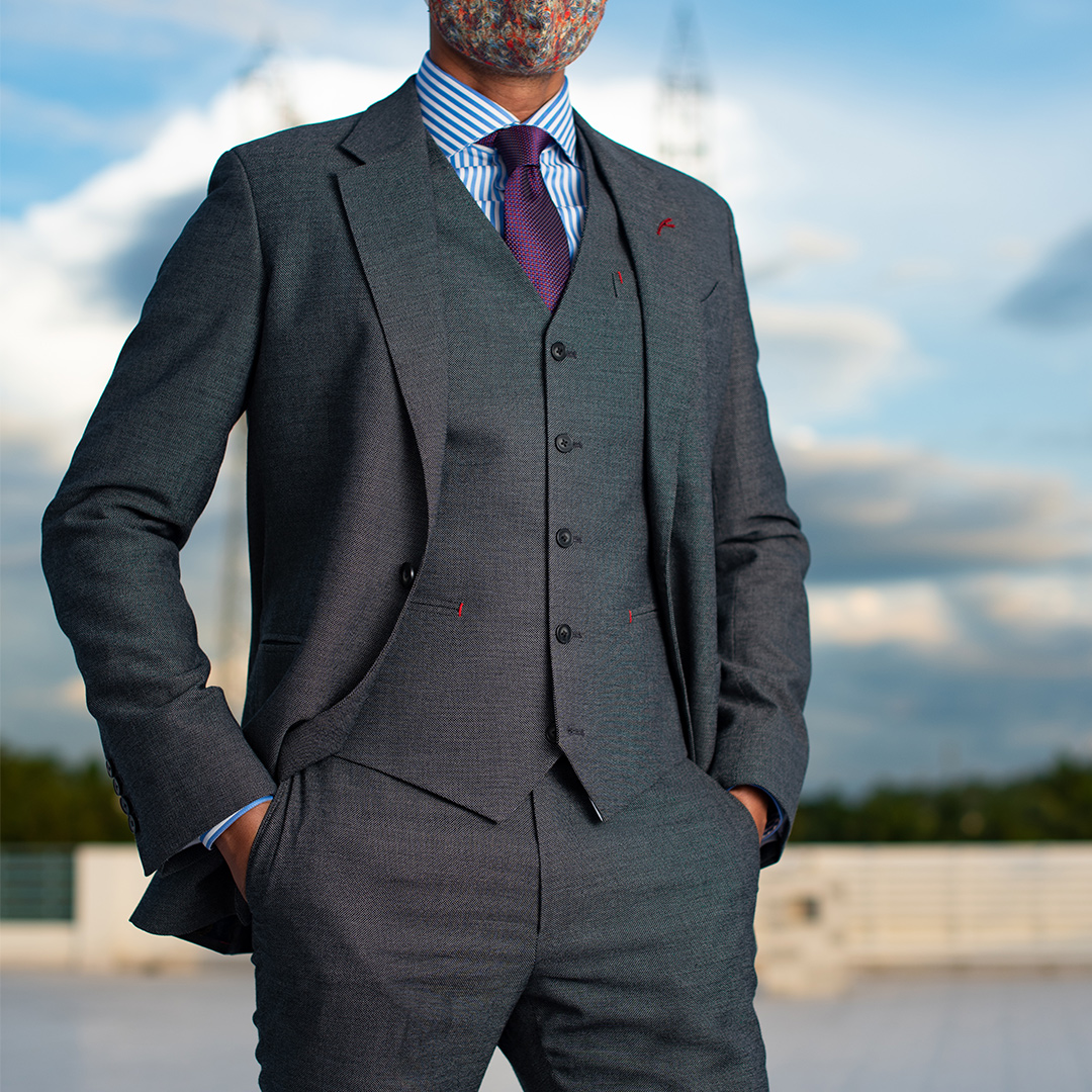 Grey birds eye 3piece 4