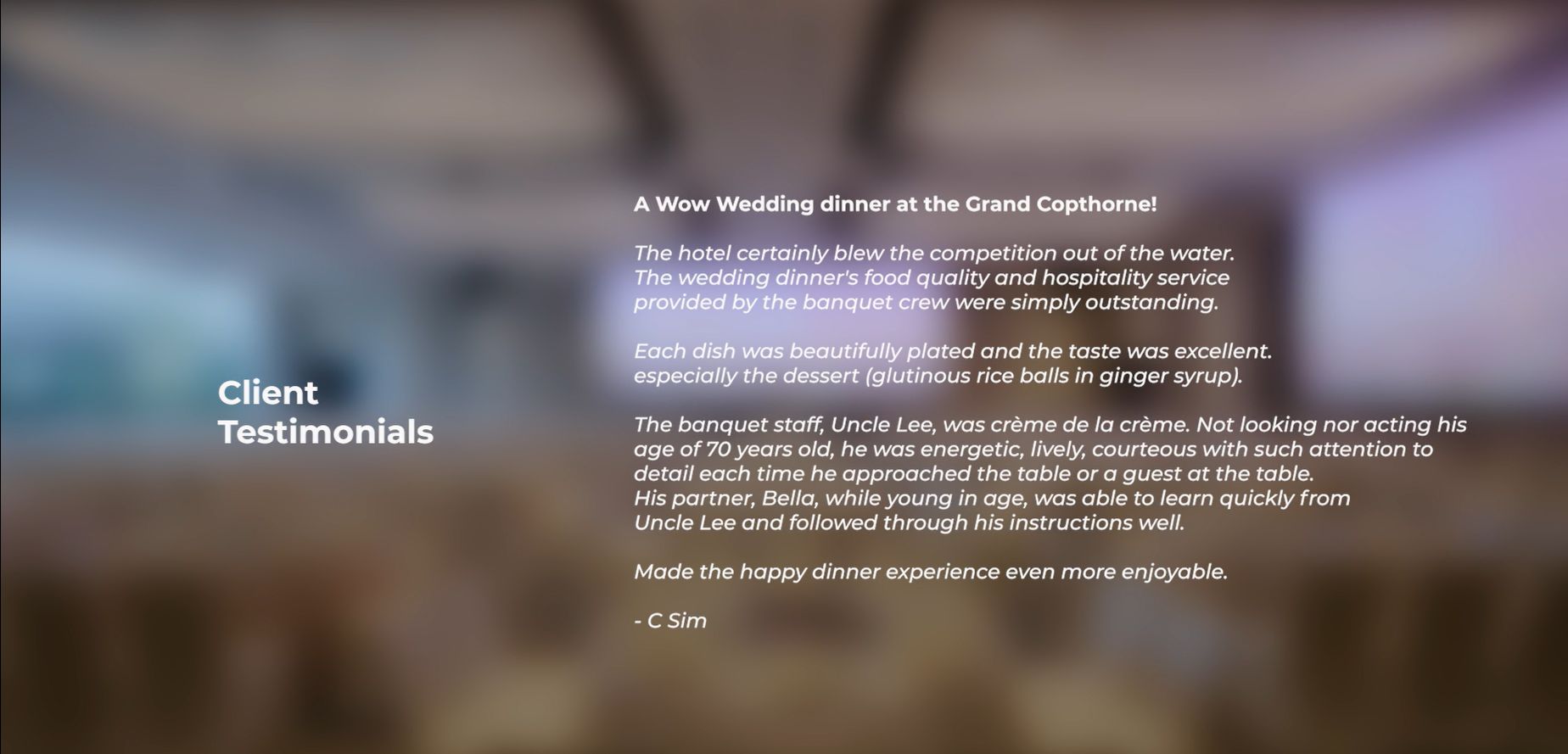 Wedding couple testimonial 1