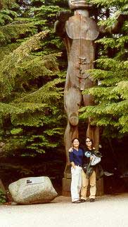 Charlene and I before an authentic First Nations Totem Pole at UBC
