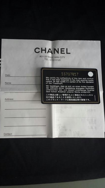 Chanel PST black receipt and card.jpg