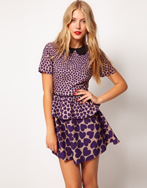 ASOS Peplum Dress In Heart Print Sz 18 - $49.jpg